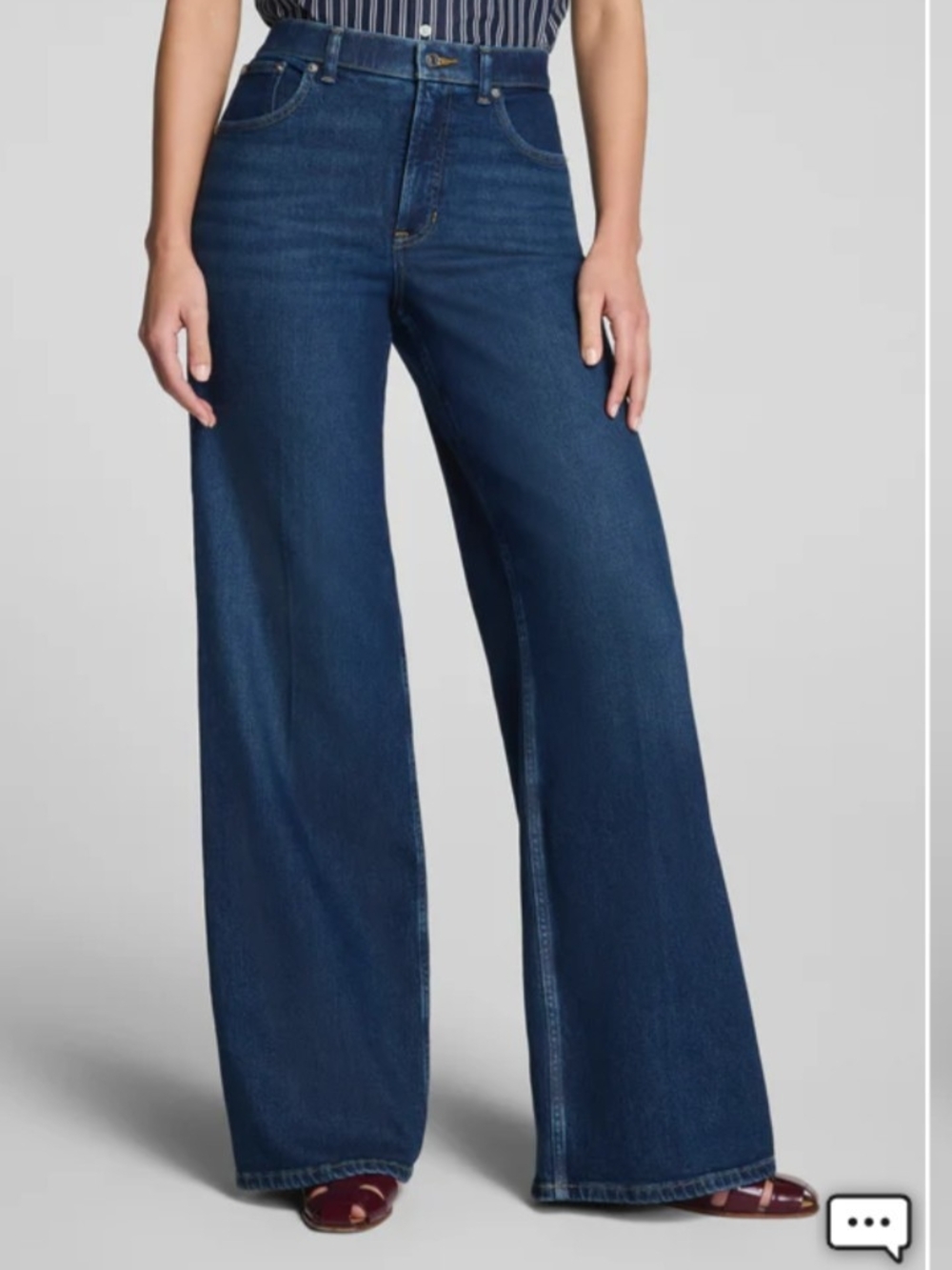 SPANX Wide Leg High-Rise Jeans - Dark Blue
